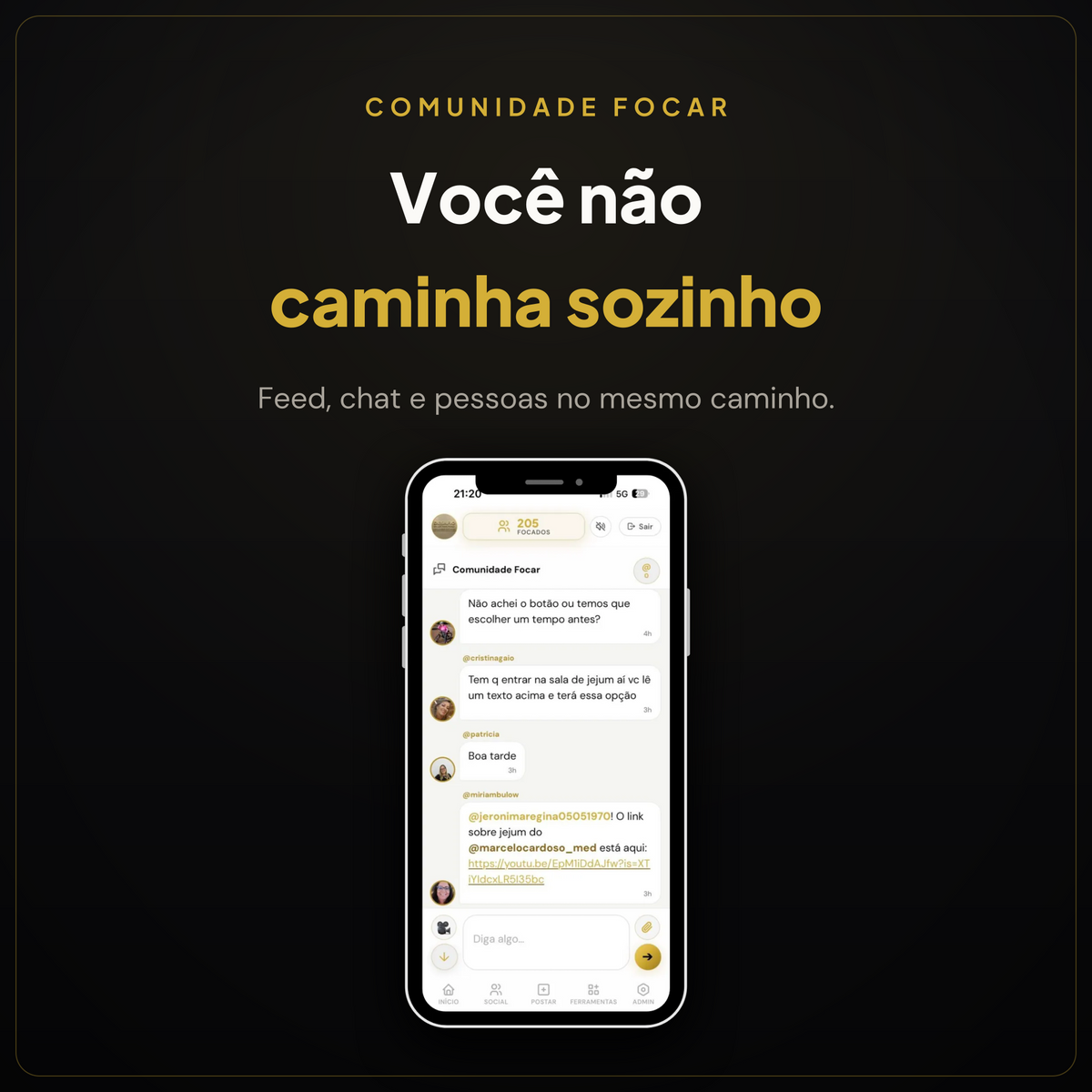 Chat da comunidade do Método Focar dentro do app