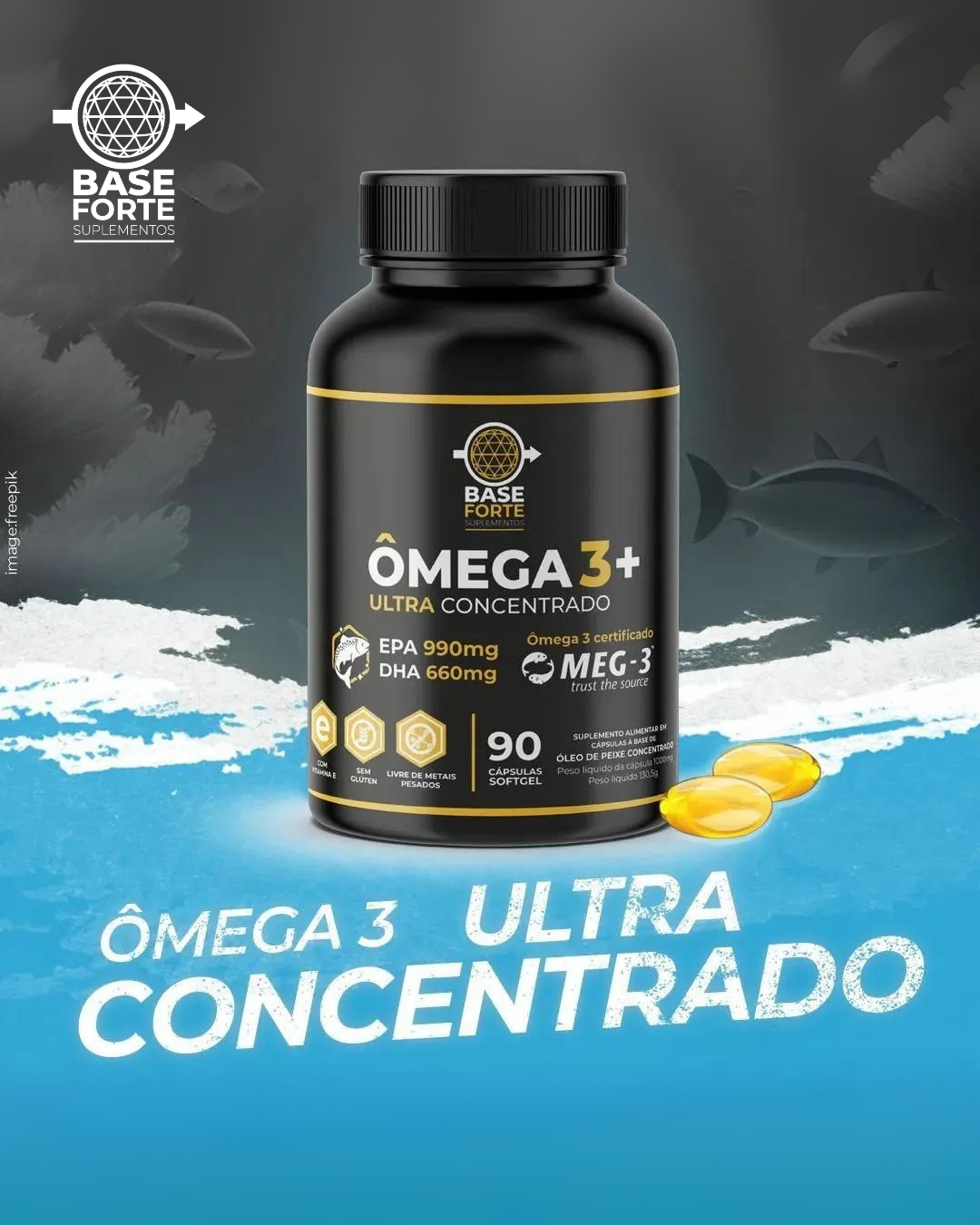 Super Ômega 3 990 EPA/ 660 DHA Ultra Concentrado 90 cápsulas