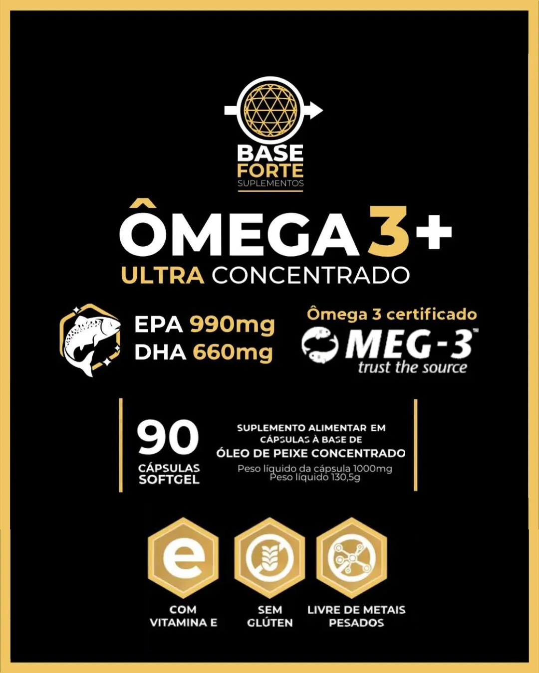 Super Ômega 3 990 EPA/ 660 DHA Ultra Concentrado 90 cápsulas