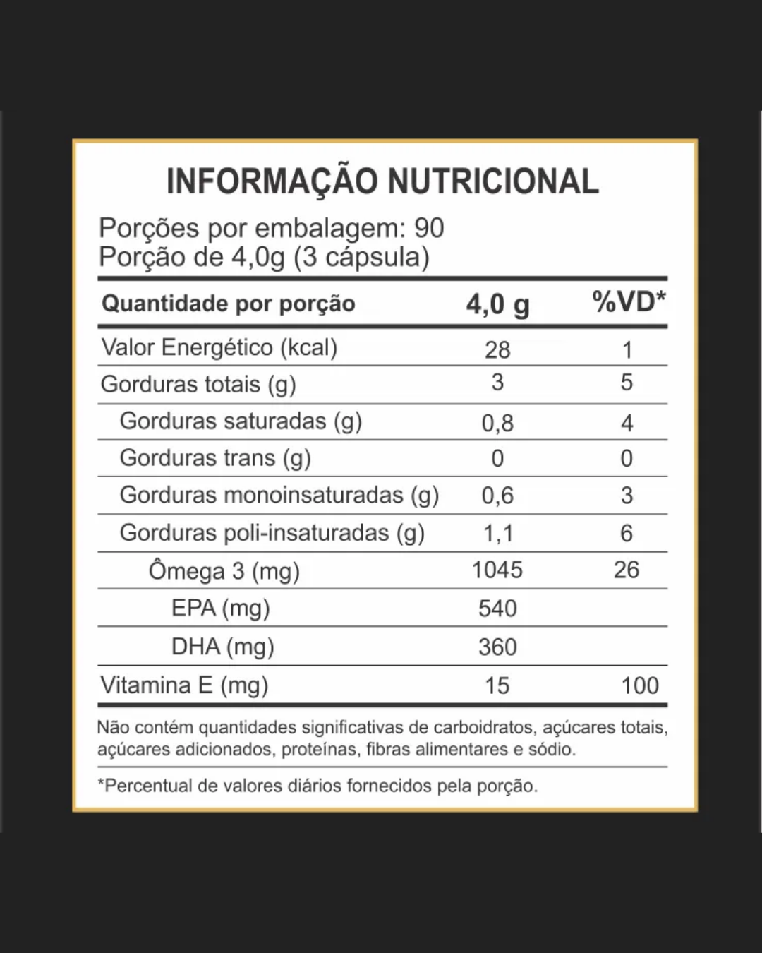 Ômega 3 540 EPA / 360 Concentrado DHA 90 cápsulas