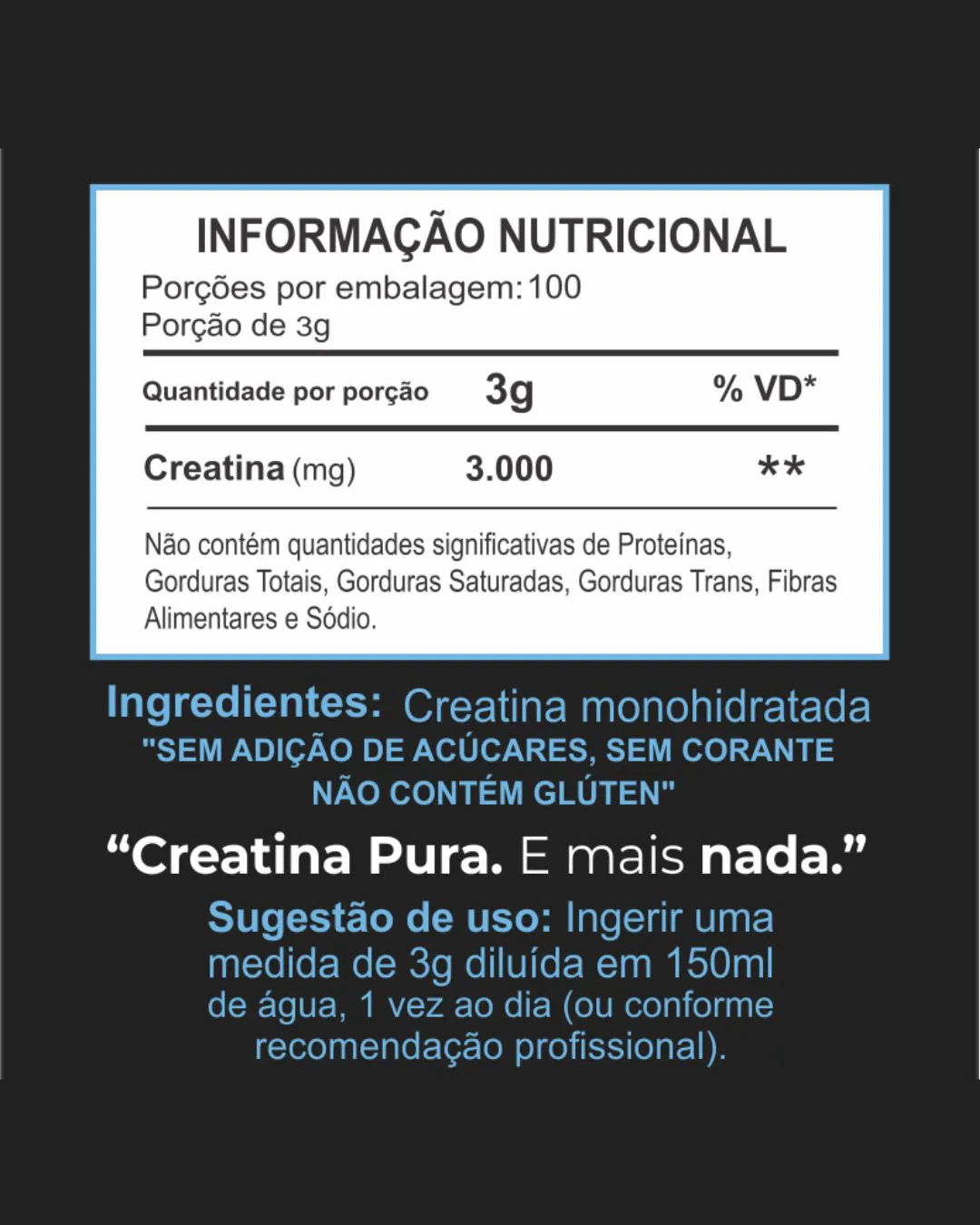 Creatina Monohidratada Premium 100% Pura 300g
