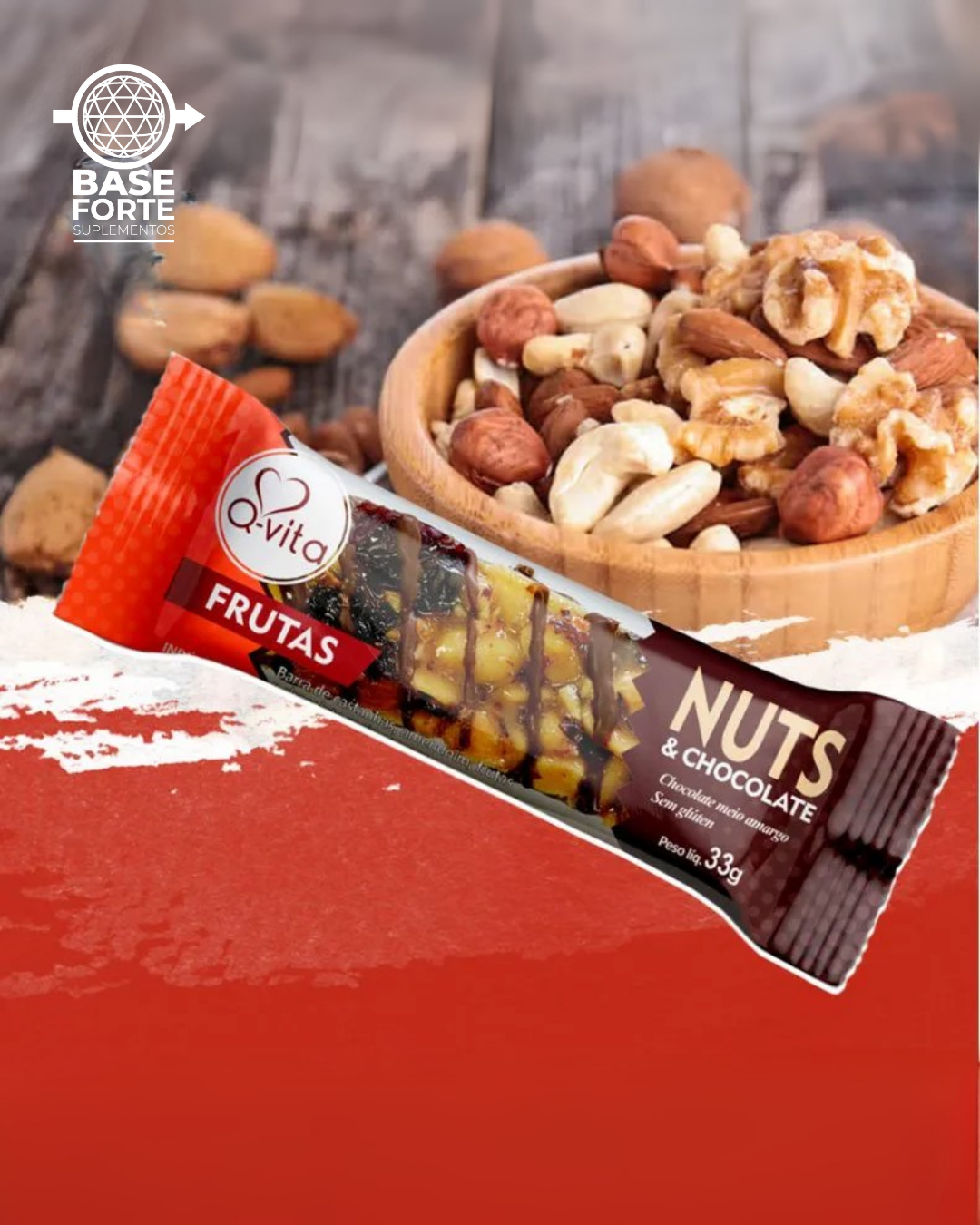 Nuts & Chocolate - Frutas (Barra de Castanhas, Amendoim, Frutas e Chocolate Meio Amargo)
