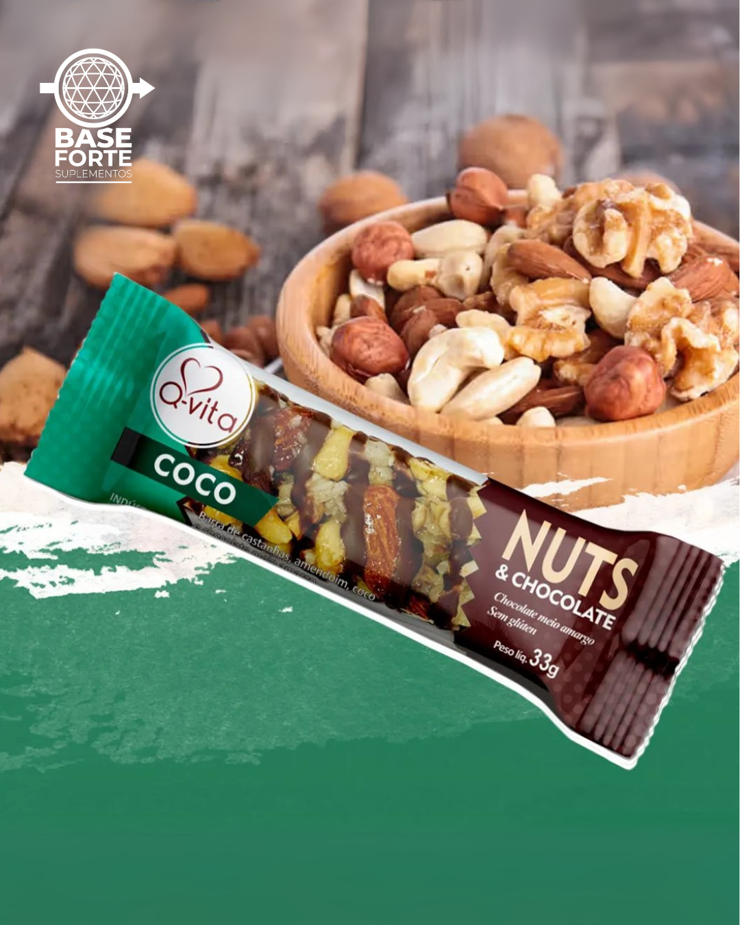 Nuts & Chocolate - Coco (Barra de Castanhas, Amendoim, Coco e Chocolate Amargo)
