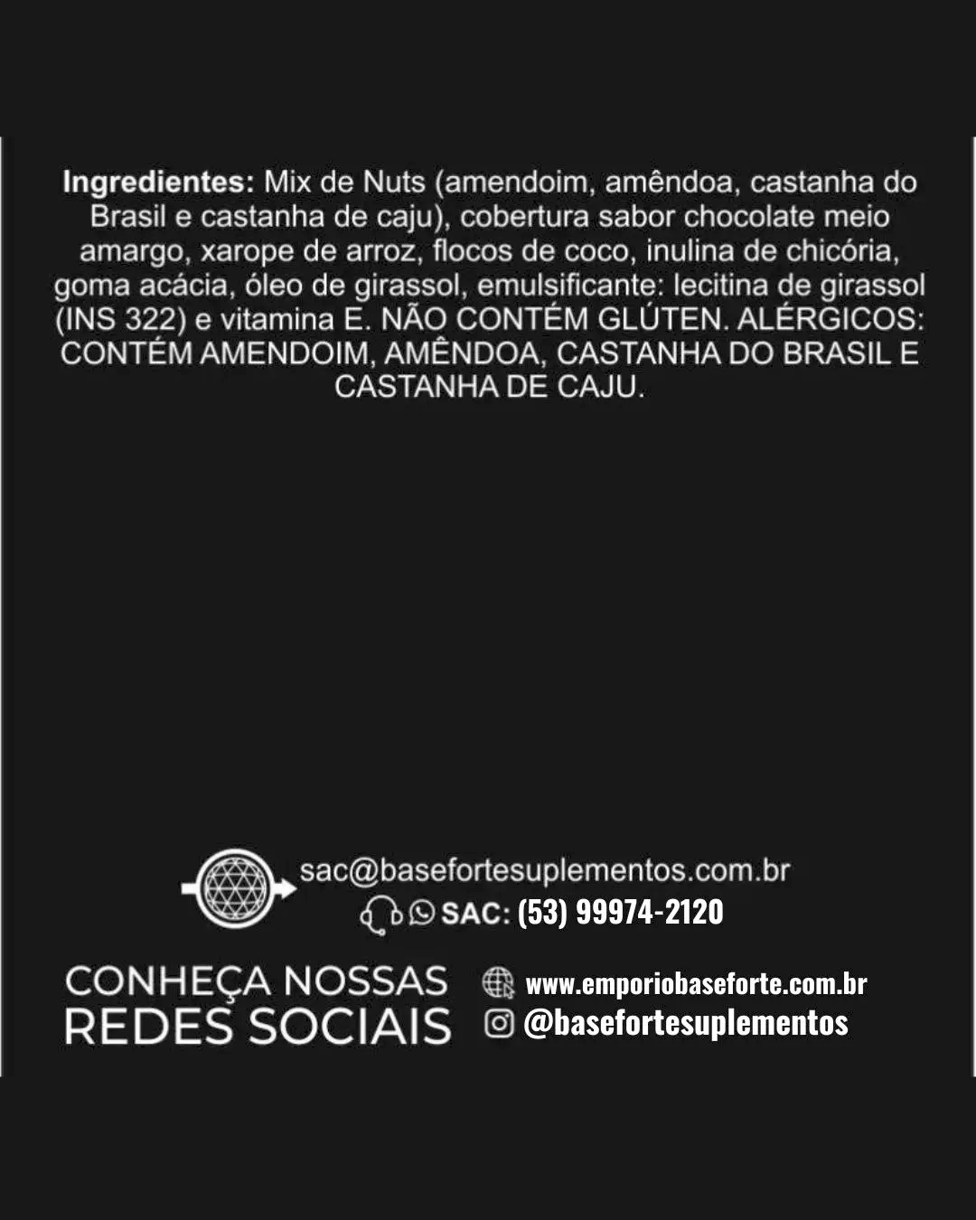 Nuts & Chocolate - Coco (Barra de Castanhas, Amendoim, Coco e Chocolate Amargo)