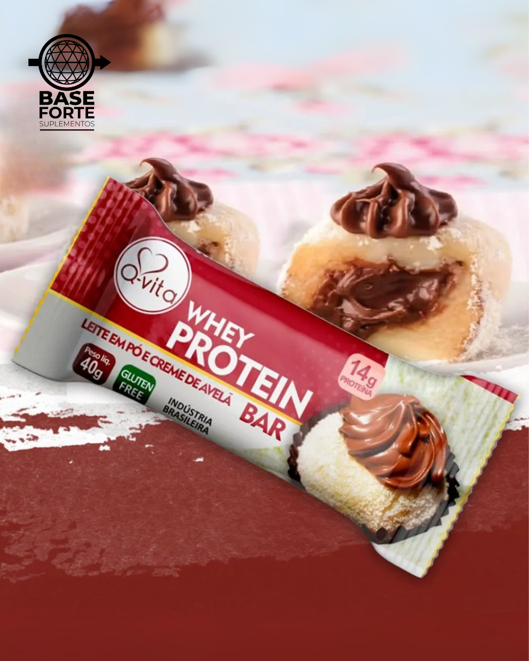 Barra de Proteína sabor Leite em Pó e Creme de Avelã