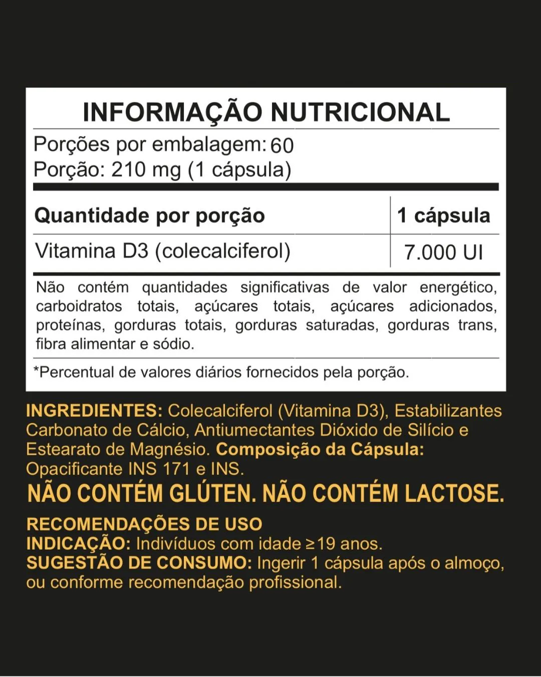 Vitamina D3 7.000 U.I. 60 cápsulas