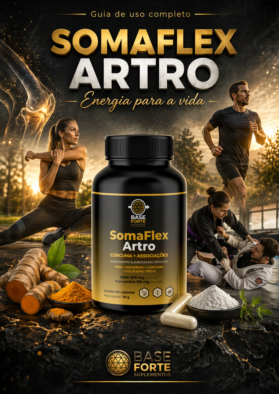 SomaFlex Artro - Cúrcuma, MSM e associações + Guia de Uso BF