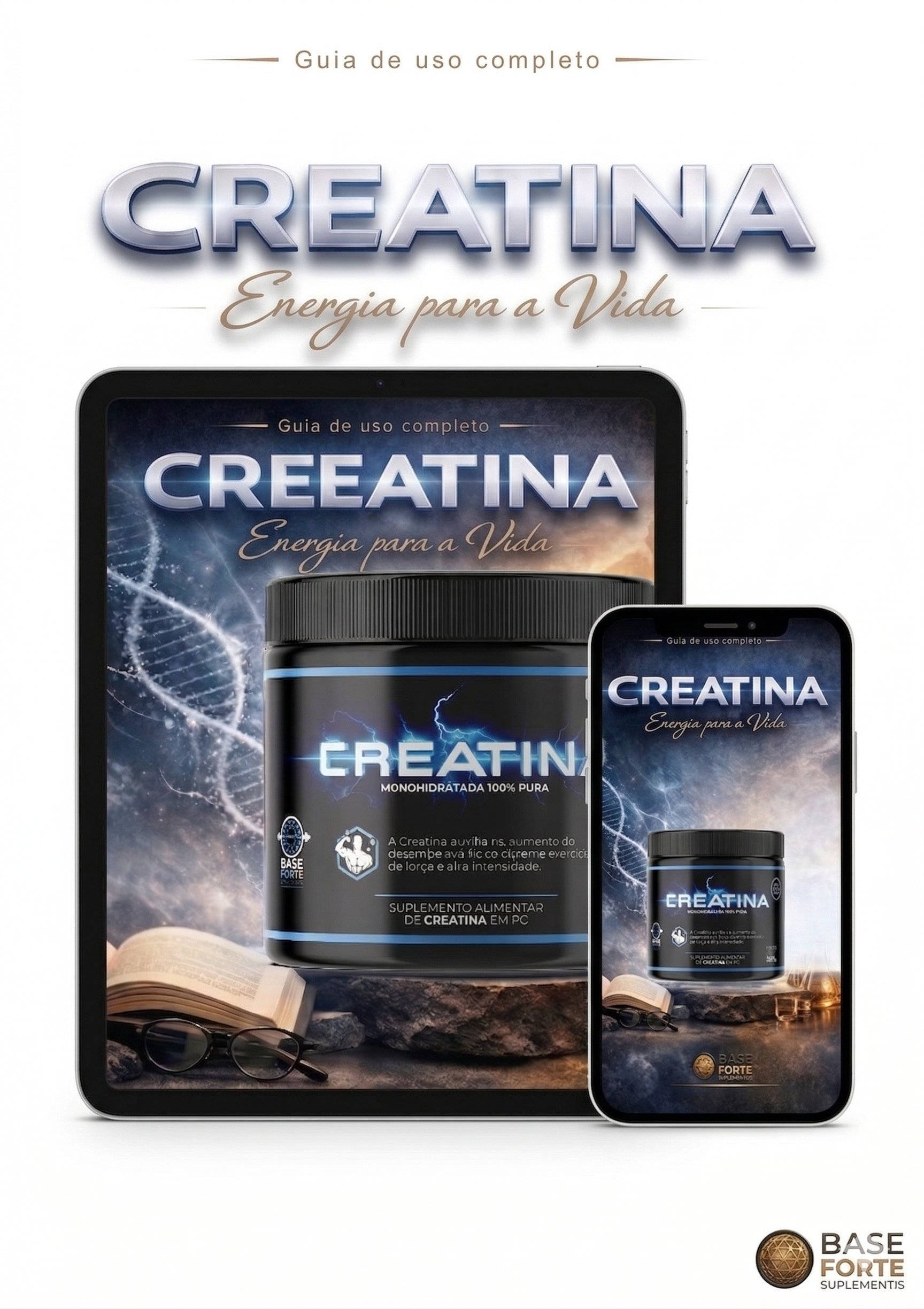 Creatina Premium Monohidratada 300g + Guia de Uso BF